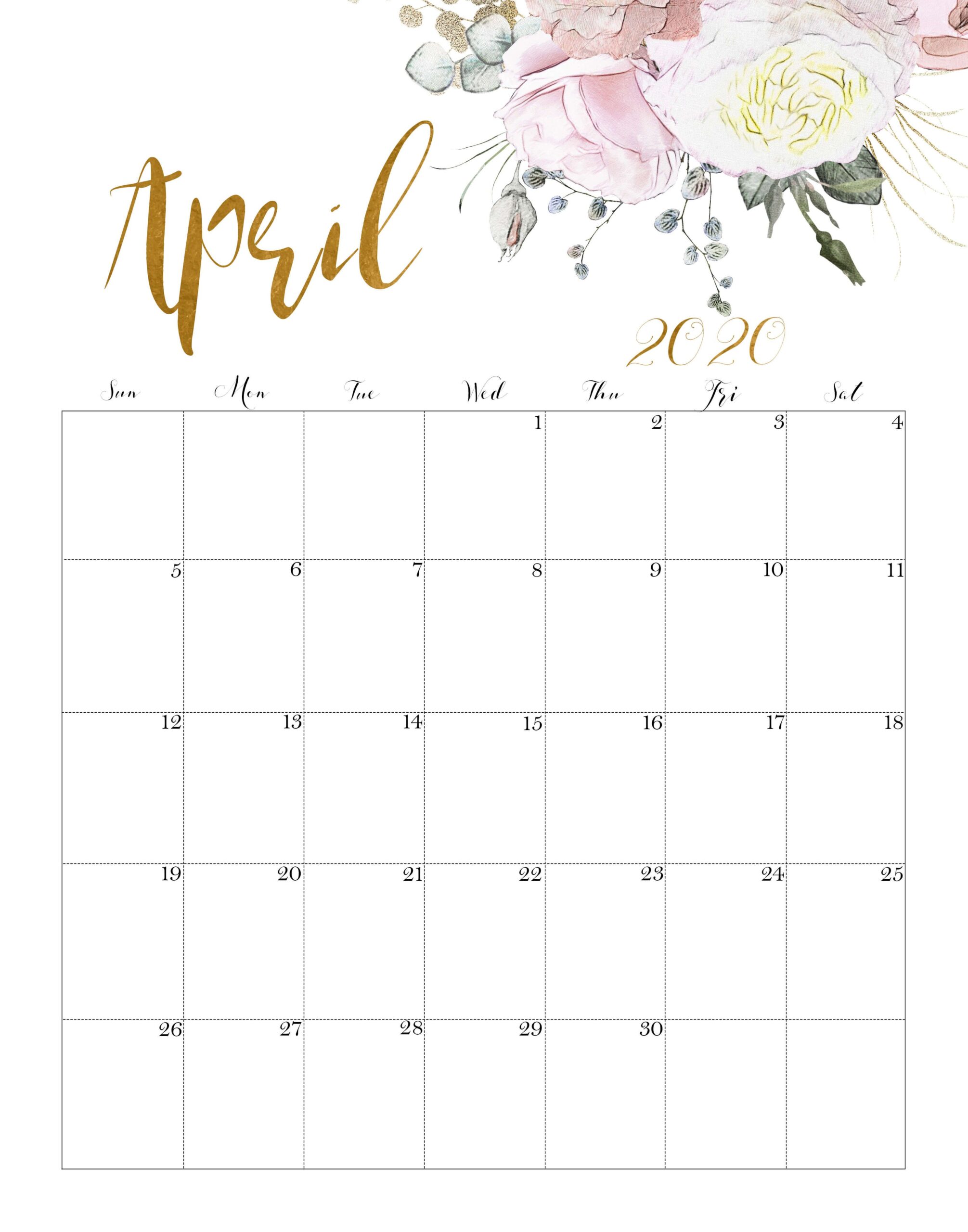 Printable April Calendar - Worksheets Day