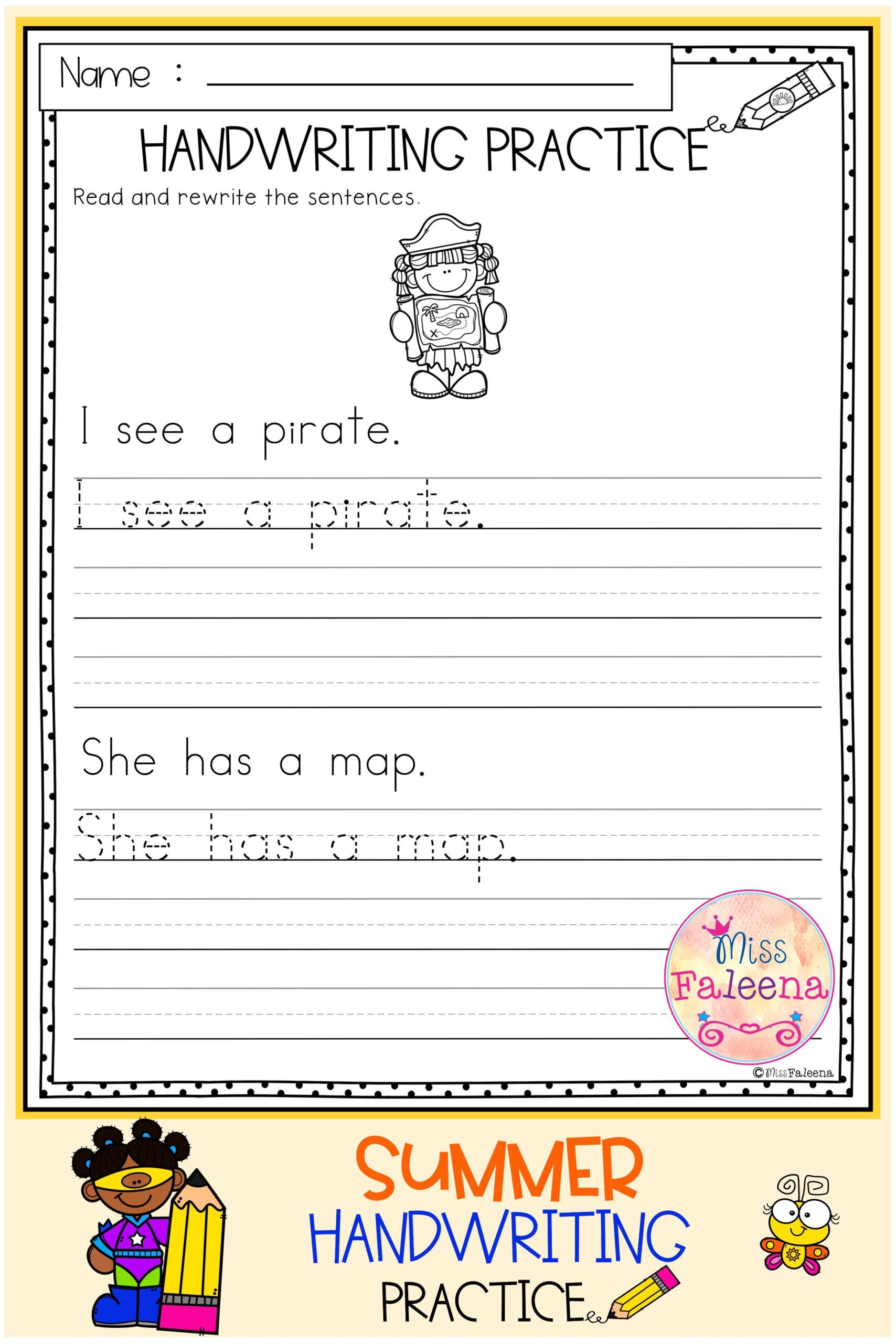 Summer Handwriting Worksheets - Worksheets Day