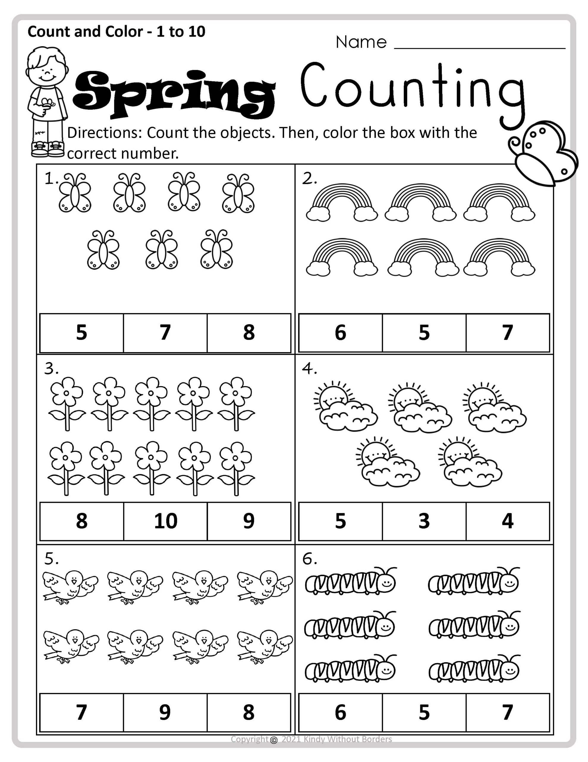 Spring Worksheets Count To Five Worksheets Day 7749